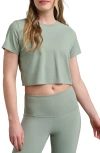 Rhone Serene Crop Performance T-shirt In Pacific Green