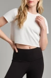 Rhone Serene Short Sleeve Cropped Tee In Snow White