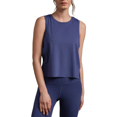 Rhone Serene Crop Performance Tank In Blue