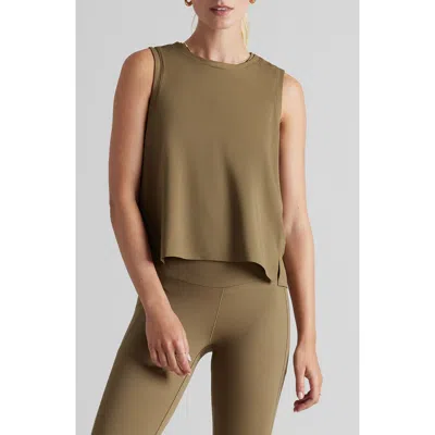 Rhone Serene Crop Performance Tank In Brown Leaf