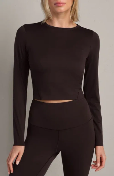 Rhone Serene Fitted Long Sleeve Performance Top In Brown