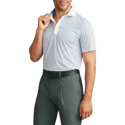 Rhone Spread Collar Performance Golf Polo In Tidal Green Wavy Stripe