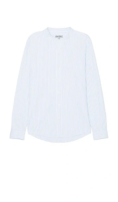 Rhone State Of Mind Band Collar Shirt In Blue