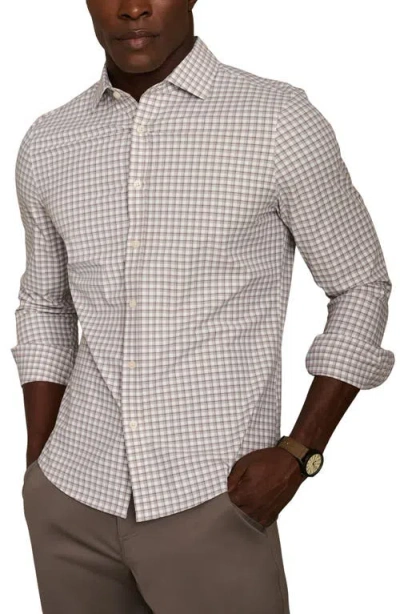 Rhone State Of Mind Slim Fit Check Performance Button-up Shirt In Neutral