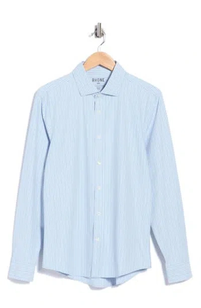 Rhone State Of Mind Slim Fit Performance Shirt In Frost Blue Wavy Stripe