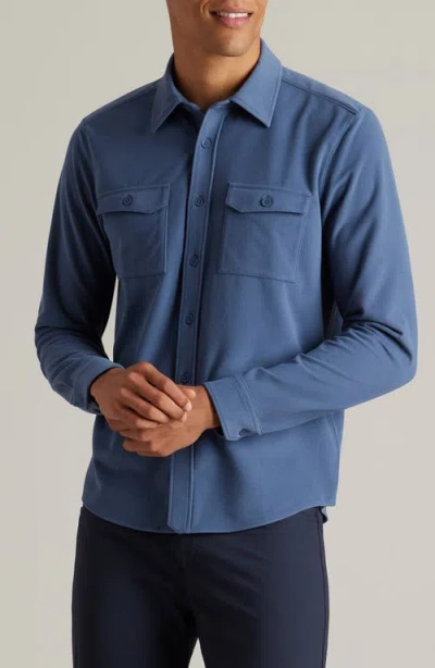 Rhone Stowaway Overshirt In Vintage Indigo