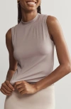 Rhone Ultimate Layer Mock Neck Performance Tank In Taupe Mist
