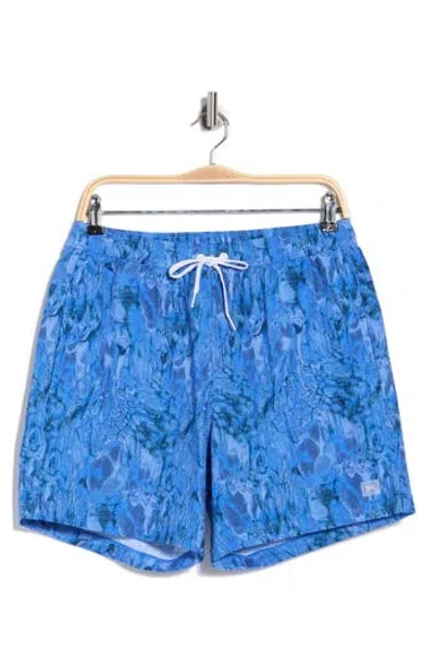 Rhone Ultra Unlined Swim Trunks In Electric Blue Texture Print