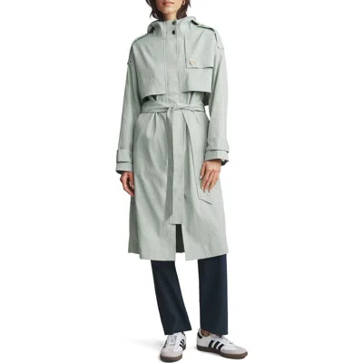 Rhone Utility Trench Coat In Gray Green