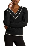 Rhone Varsity Rib Sweater In Black