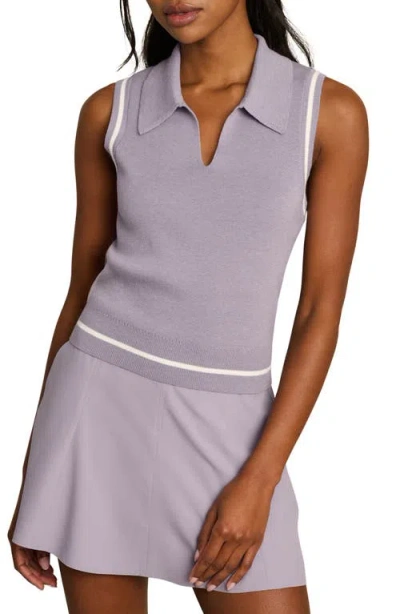 Rhone Views Sleeveless Polo Sweater In Purple
