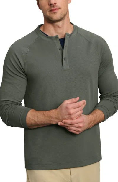Rhone Waffle Tech Henley In Olive Shadow