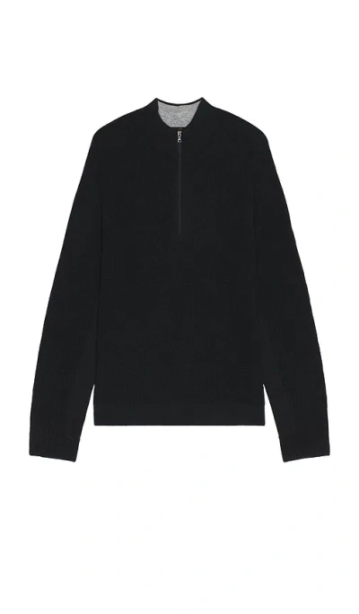 Rhone Walden Waffle Knit 1/4 Zip Sweater In Black