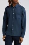 Rhone Wfh Knit Button-up Shirt In Blue