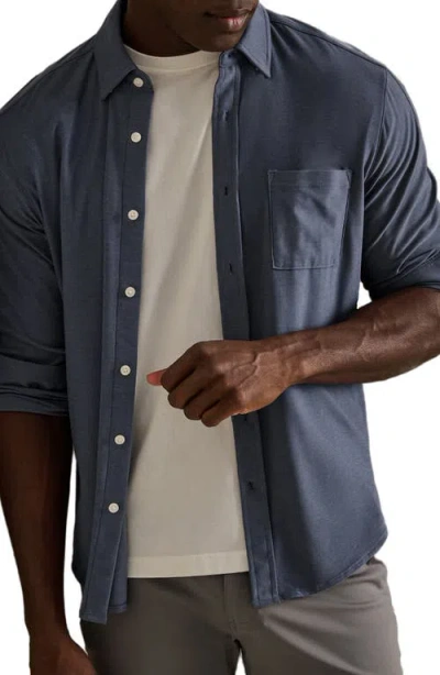 Rhone Wfh Knit Button-up Shirt In Blue