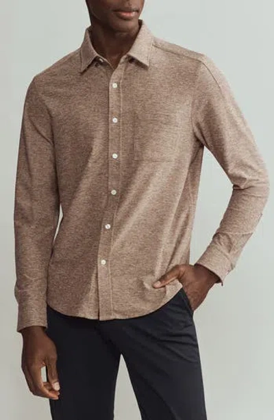 Rhone Wfh Knit Button-up Shirt In Brown
