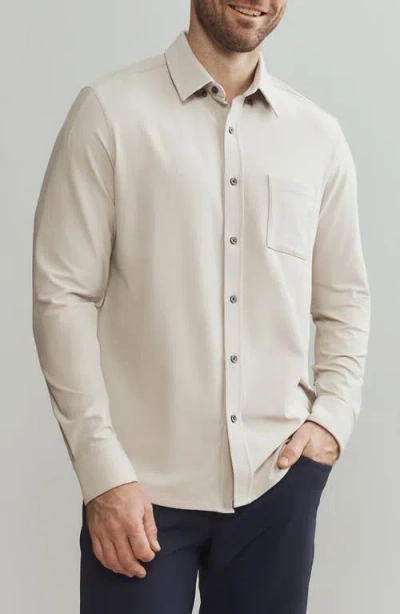 Rhone Wfh Knit Button-up Shirt In Stone