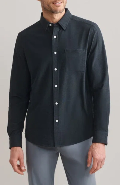 Rhone Wfh Knit Button-up Shirt In Black