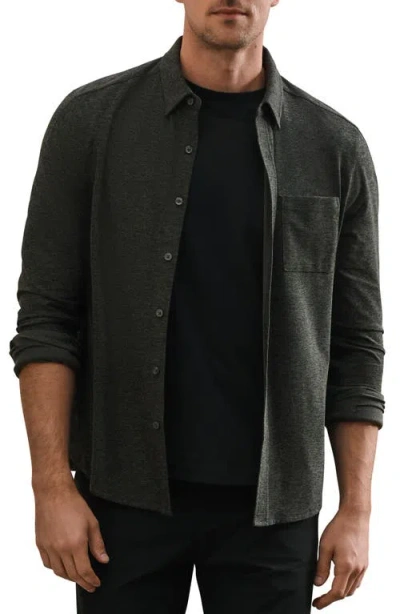 Rhone Wfh Knit Button-up Shirt In Olive Shadow/ Black Heather
