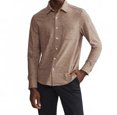 Rhone Wfh Soft Brushed Knit Shirt In Savannah Tan/chocolate Chip Heather In Multi