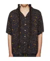 Rhude Abstract-print Logo-embroidered Shirt In Black
