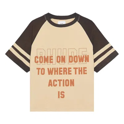 Pre-owned Rhude Action Raglan Tee 'khaki/black' | Tan | Men's Size M In Brown