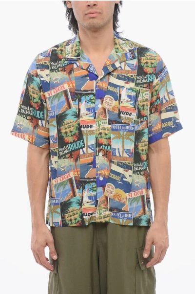 Rhude Graphic Print T-shirt With Patch Pocket In Multicolour