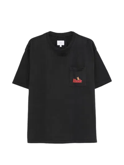 Rhude American Spirit Logo-print Chest-pocket T-shirt In Black