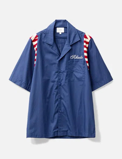 Rhude American Spirit Poplin Shirt In Blue