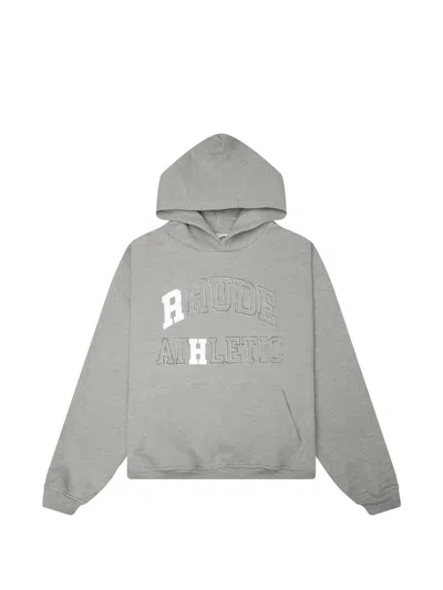 Rhude Athletic Logo-embroidered Hoodie In Gray