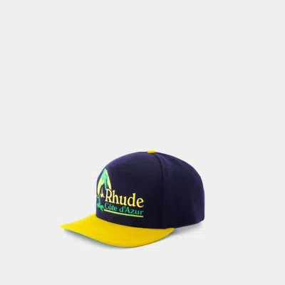 Rhude Azur Coast Cap -  - Cotton - Blue In Black