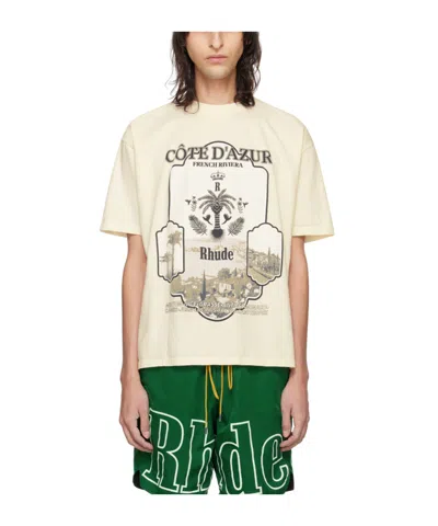 Rhude Azur Mirror Cotton T-shirt In White