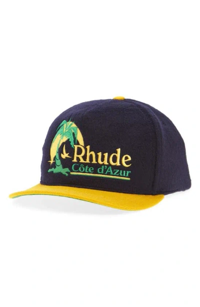 RHUDE AZURE COAST SNAPBACK WOOL BLEND BASEBALL CAP