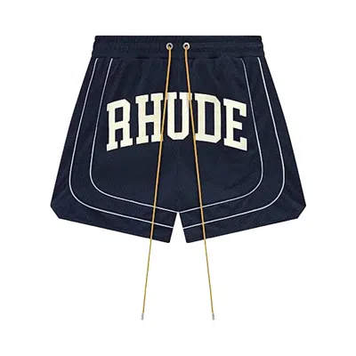 Pre-owned Rhude Baggy Collegiate Logo Short 'blue' | Men's Size S