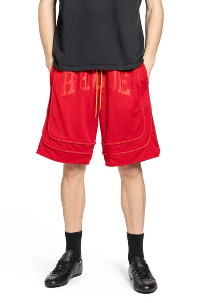 Rhude Baggy Mesh Collegiate Shorts In Red