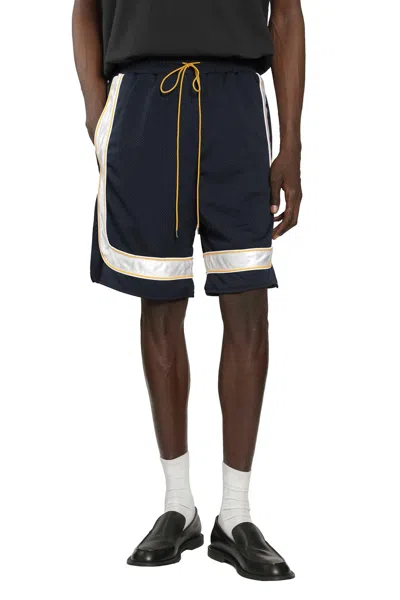 Rhude Mesh Piping Baggy Track Shorts In Blue