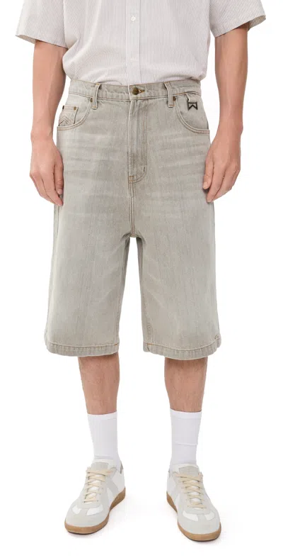 Rhude Baggy Traxedo Denim Shorts In Gray
