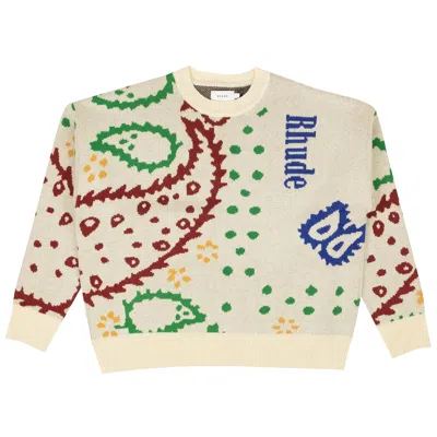 Pre-owned Rhude Bandana Crewneck 'cream/multicolor' | Multi-color | Men's Size Xl