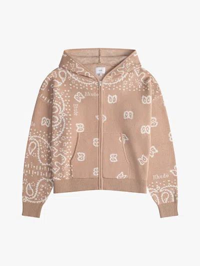 Rhude Bandana Knit Hoodie In Red