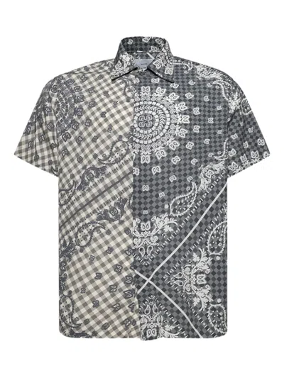 Rhude Bandana-print Gingham-pattern Shirt In Gray