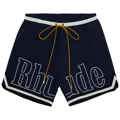 Pre-owned Rhude Basketball Logo Swim Short 'blue/black/white'