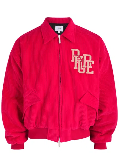 Rhude Bay Of Angels Padded Corduroy Bomber Jacket In Red