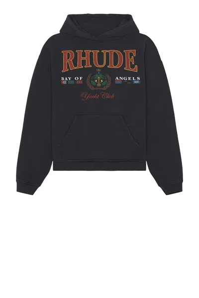 Rhude Bay Of Angels Printed Cotton-jersey Hoodie In Black