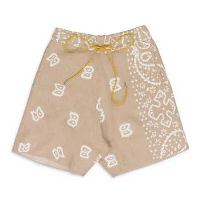 Rhude Beige Bandana Knit Shorts In Pink
