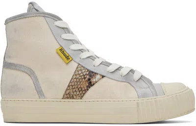 Rhude Men's Bel Airs Canvas High-top Sneakers In White/beige/snake