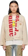 Rhude Corduroy-trimmed Logo-print Distressed Cotton-canvas Bomber Jacket