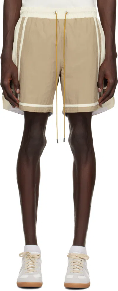 Rhude Beige Moonlight Shorts In Tan/offwhite