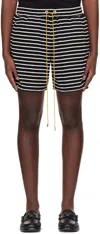Rhude Striped Terry-cloth Shorts In Blackwhite 0119