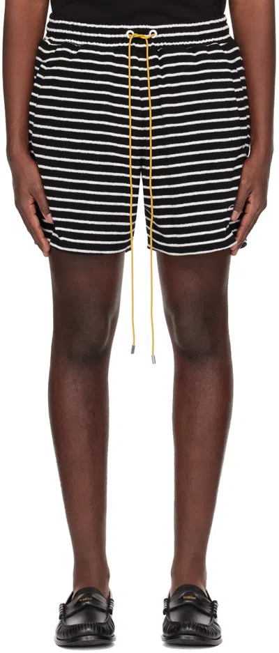 Rhude Striped Terry-cloth Shorts In Blackwhite 0119