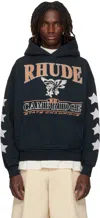 Rhude Crewneck Sweater With Front Graphic Print In Black